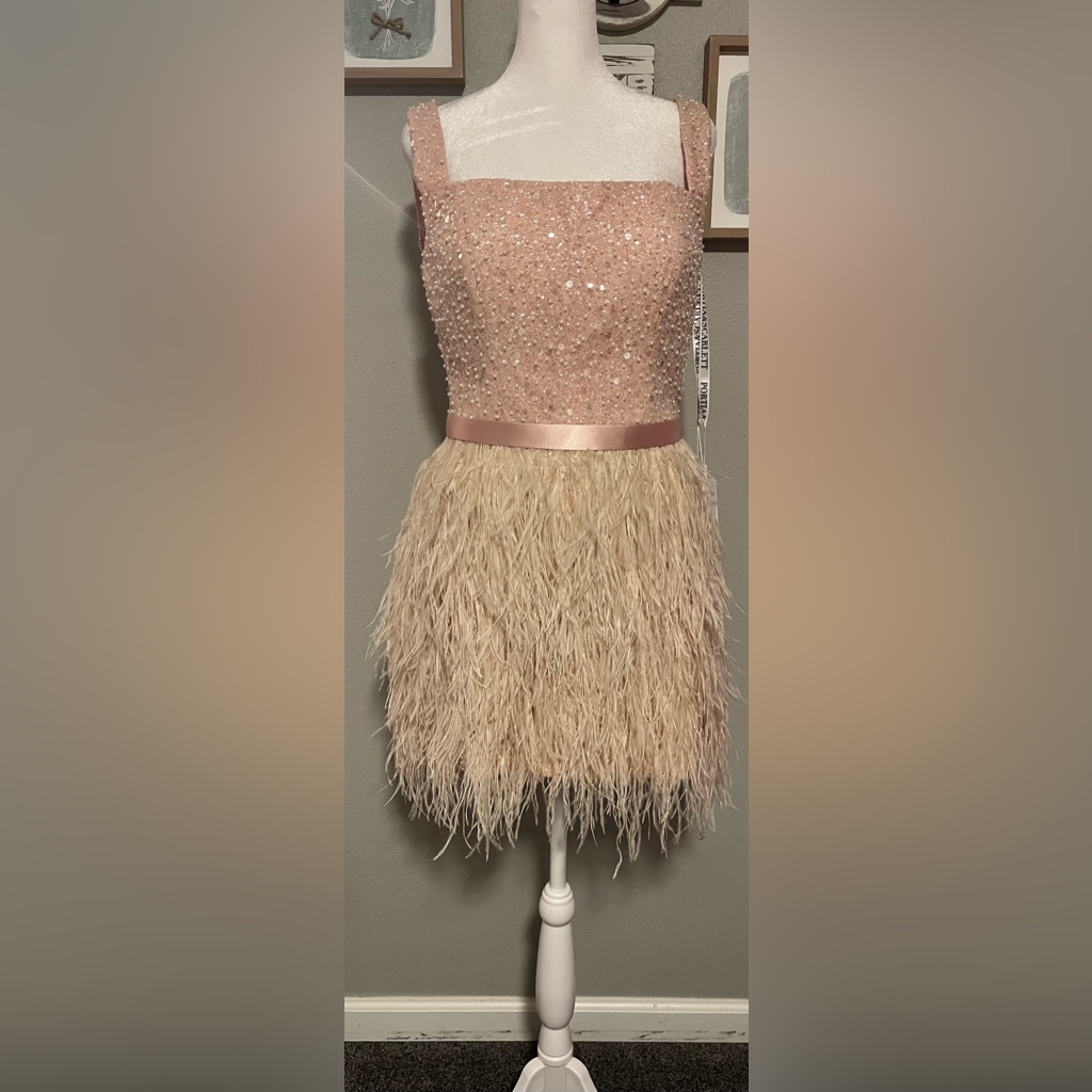 Portia And Scarlett Feathered Dress Pink Sequins Prom Homecoming Size 8 New